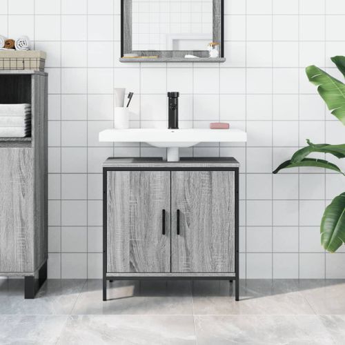 Armoire lavabo de salle de bain sonoma gris 60x30x60 cm - Photo n°3; ?>