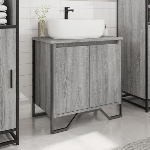 Armoire lavabo de salle de bain sonoma gris 60x35x60 cm - Photo n°3; ?>