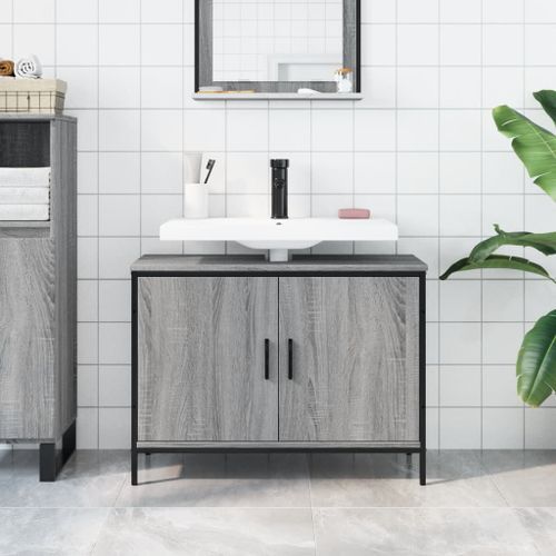 Armoire lavabo de salle de bain sonoma gris 80x30x60 cm - Photo n°3; ?>