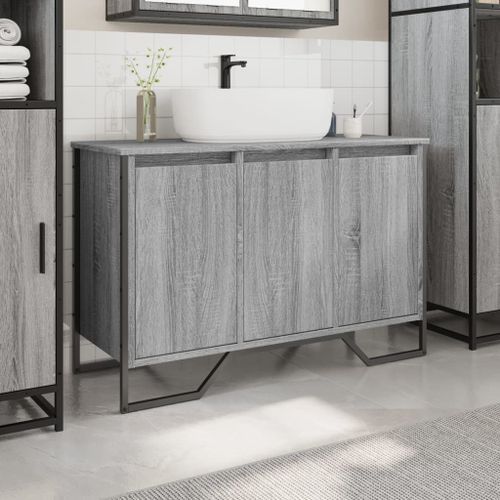 Armoire lavabo de salle de bain sonoma gris 91x35x60 cm - Photo n°3; ?>