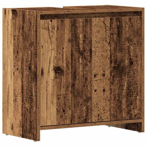 Armoire lavabo de salle de bain vieux bois 60x33x60 cm - Photo n°2; ?>