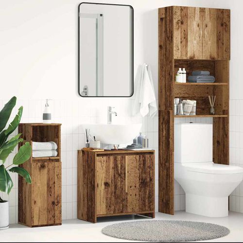 Armoire lavabo de salle de bain vieux bois 60x33x60 cm - Photo n°3; ?>