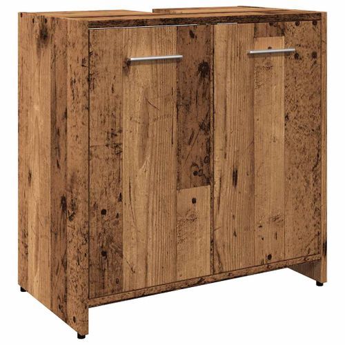 Armoire lavabo de salle de bain vieux bois 60x33x60 cm - Photo n°2; ?>