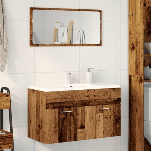 Armoire lavabo de salle de bain vieux bois bois d'ingénierie - Photo n°3; ?>