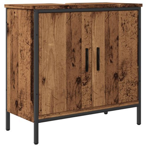 Armoire lavabo vieux bois 60x30x60 cm bois d'ingénierie - Photo n°2; ?>