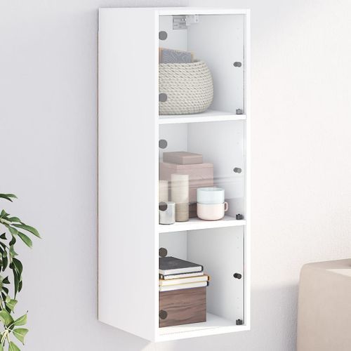 Armoire murale avec portes en verre blanc 35x37x100 cm - Photo n°2; ?>