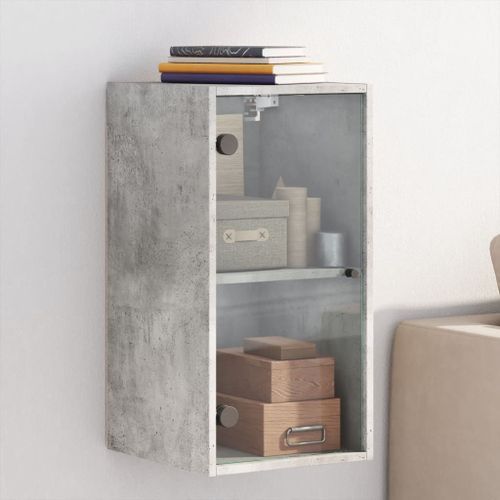 Armoire murale avec portes en verre gris béton 35x37x68,5 cm - Photo n°2; ?>