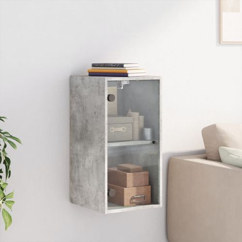 Armoire murale avec portes en verre gris béton 35x37x68,5 cm - Photo n°3; ?>