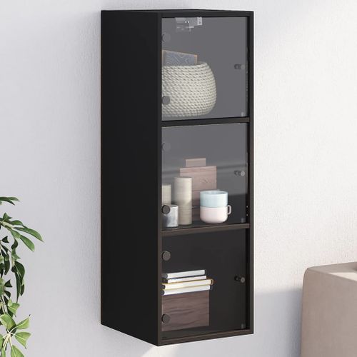 Armoire murale avec portes en verre noir 35x37x100 cm - Photo n°2; ?>