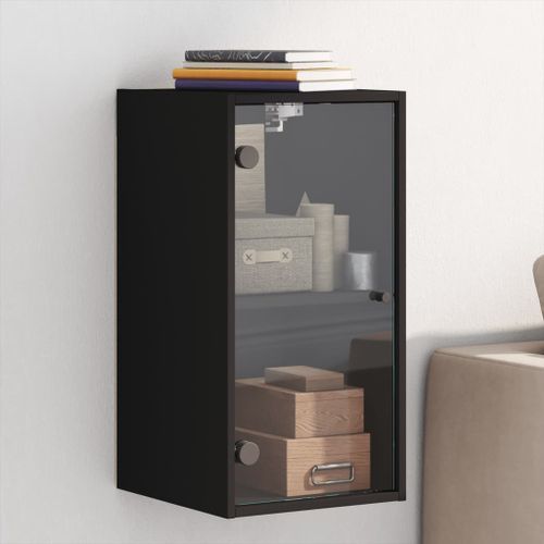 Armoire murale avec portes en verre noir 35x37x68,5 cm - Photo n°2; ?>