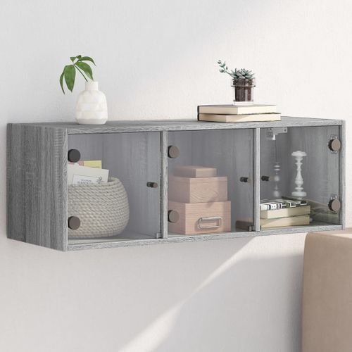 Armoire murale avec portes en verre sonoma gris 102x37x35 cm - Photo n°2; ?>