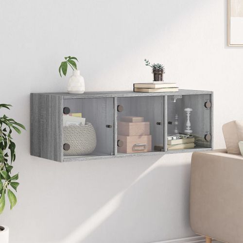 Armoire murale avec portes en verre sonoma gris 102x37x35 cm - Photo n°3; ?>