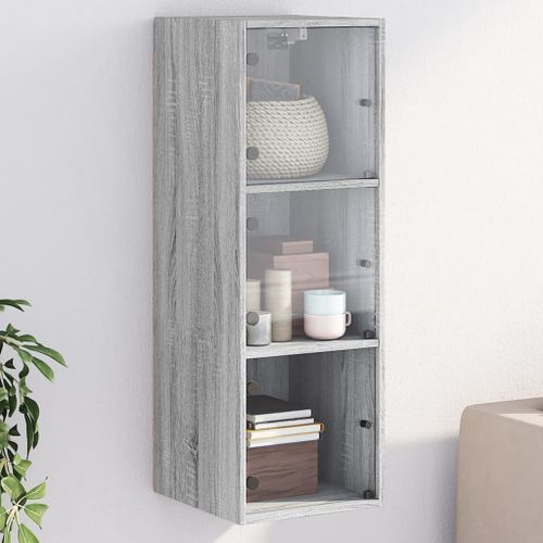 Armoire murale avec portes en verre sonoma gris 35x37x100 cm - Photo n°2; ?>