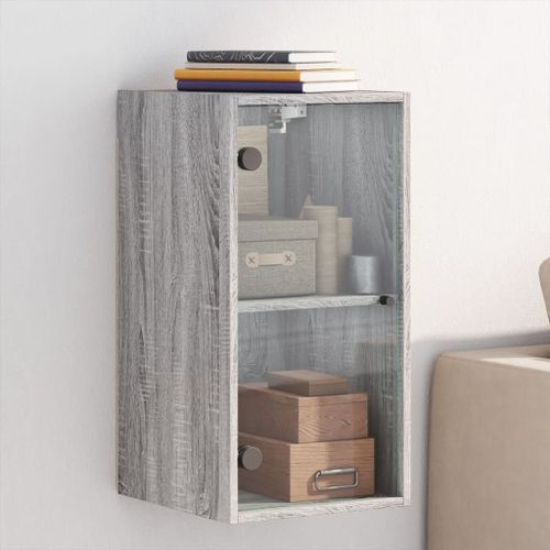 Armoire murale avec portes en verre sonoma gris 35x37x68,5 cm - Photo n°2; ?>