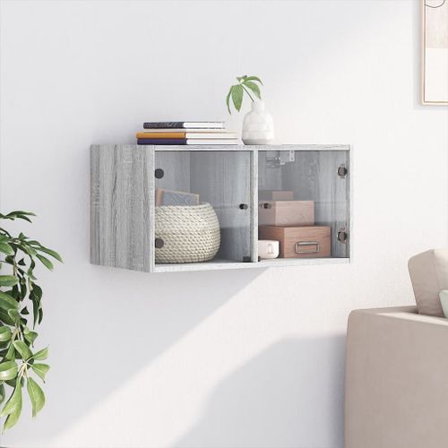 Armoire murale avec portes en verre sonoma gris 68,5x37x35 cm - Photo n°3; ?>