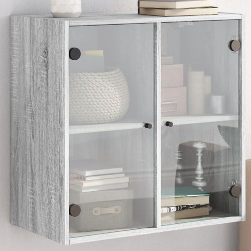 Armoire murale avec portes en verre sonoma gris 68x37x68,5 cm - Photo n°2; ?>