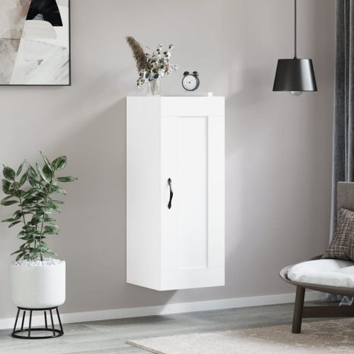 Armoire murale blanc 34,5x34x90 cm bois d'ingénierie - Photo n°3; ?>