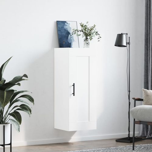 Armoire murale blanc 34,5x34x90 cm bois d'ingénierie - Photo n°3; ?>