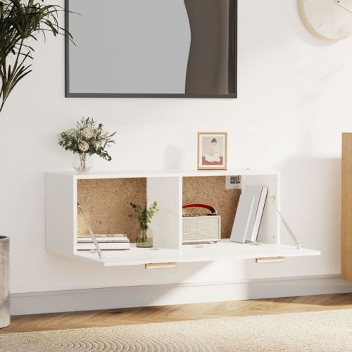 Armoire murale Blanc brillant 100x36,5x35 cm Bois d'ingénierie - Photo n°3; ?>