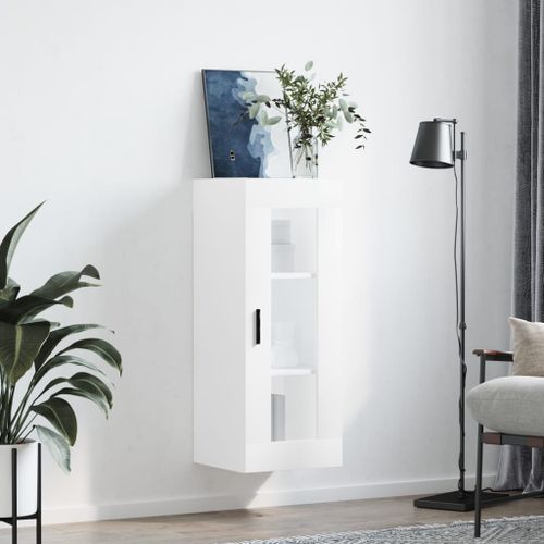 Armoire murale blanc brillant 34,5x34x90 cm - Photo n°3; ?>