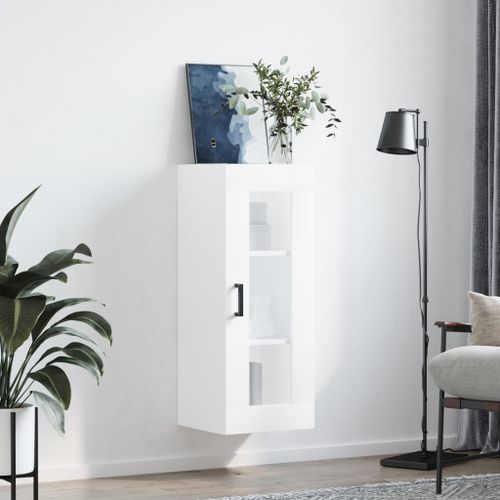 Armoire murale blanc brillant 34,5x34x90 cm - Photo n°3; ?>