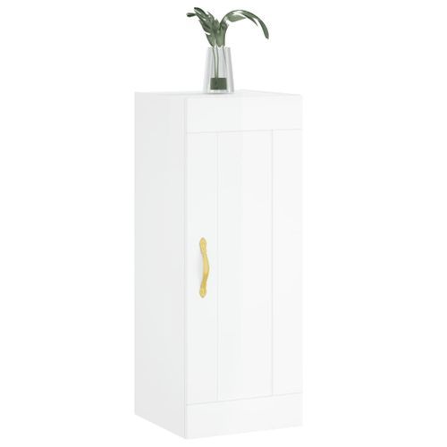 Armoire murale blanc brillant 34,5x34x90 cm bois d'ingénierie - Photo n°3; ?>