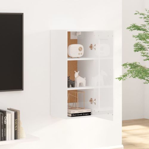 Armoire murale Blanc brillant 35x34x90 cm Bois d'ingénierie - Photo n°3; ?>