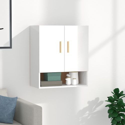 Armoire murale Blanc brillant 60x31x70 cm Bois d'ingénierie - Photo n°2; ?>