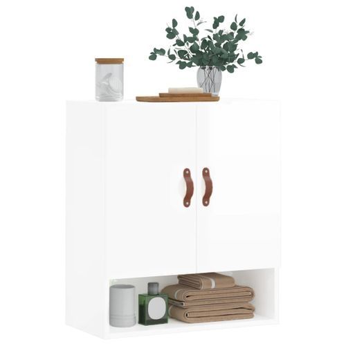 Armoire murale Blanc brillant 60x31x70 cm Bois d'ingénierie - Photo n°3; ?>