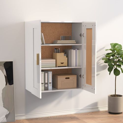 Armoire murale Blanc brillant 69,5x32,5x90 cm Bois d'ingénierie - Photo n°3; ?>