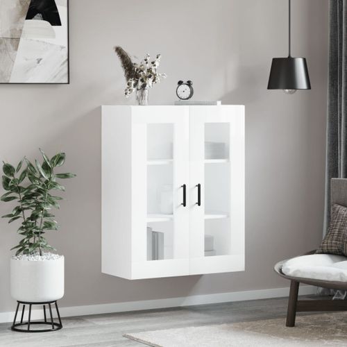 Armoire murale blanc brillant 69,5x34x90 cm - Photo n°3; ?>