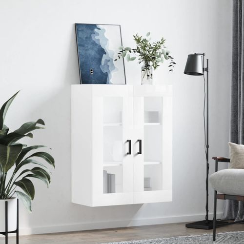 Armoire murale blanc brillant 69,5x34x90 cm - Photo n°3; ?>