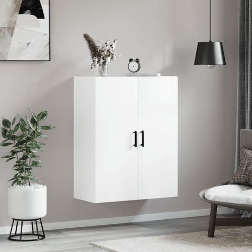 Armoire murale blanc brillant 69,5x34x90 cm - Photo n°3; ?>