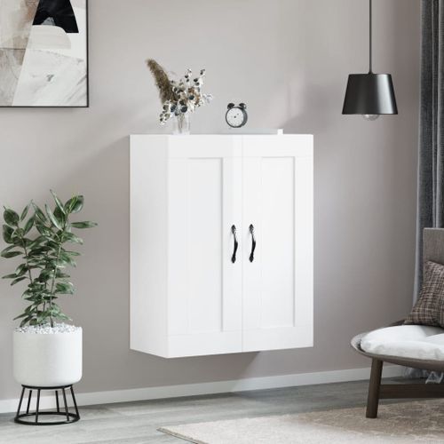 Armoire murale blanc brillant 69,5x34x90 cm bois d'ingénierie - Photo n°3; ?>