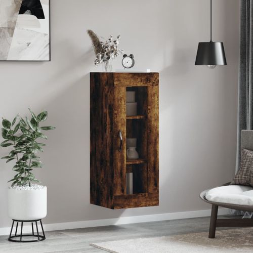 Armoire murale chêne fumé 34,5x34x90 cm - Photo n°2; ?>