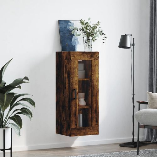 Armoire murale chêne fumé 34,5x34x90 cm - Photo n°3; ?>