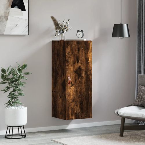 Armoire murale chêne fumé 34,5x34x90 cm - Photo n°3; ?>