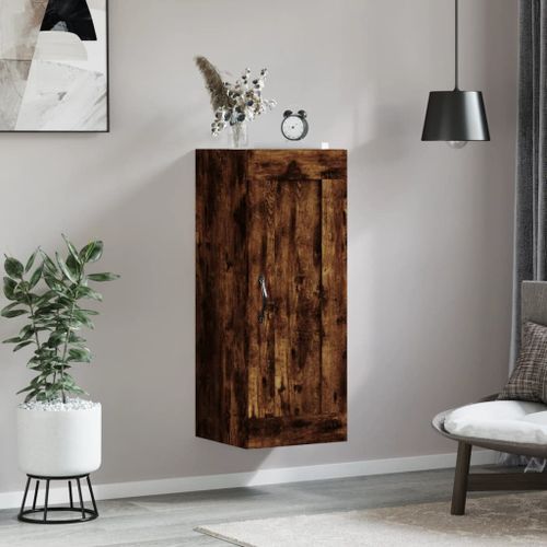 Armoire murale chêne fumé 34,5x34x90 cm bois d'ingénierie - Photo n°3; ?>