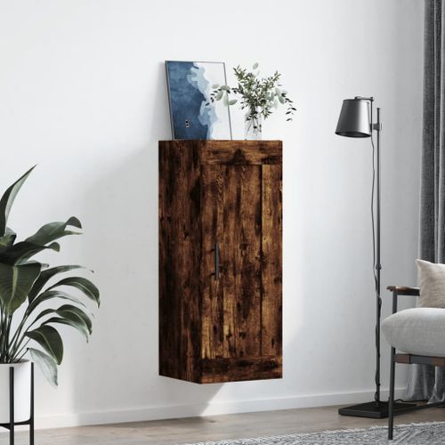 Armoire murale chêne fumé 34,5x34x90 cm bois d'ingénierie - Photo n°3; ?>