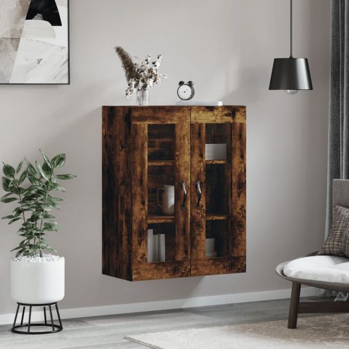 Armoire murale chêne fumé 69,5x34x90 cm bois d'ingénierie - Photo n°3; ?>