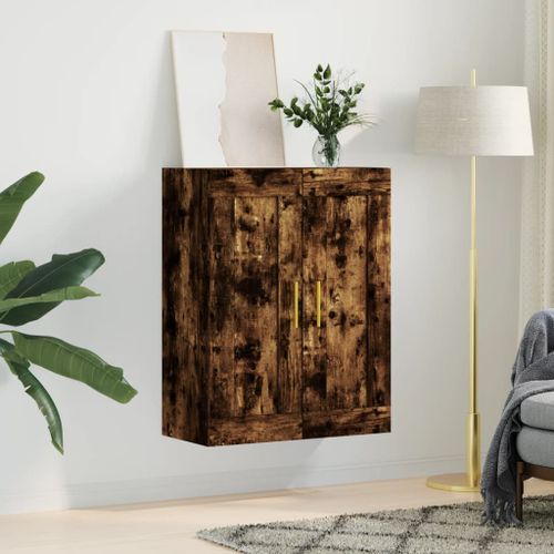 Armoire murale chêne fumé 69,5x34x90 cm bois d'ingénierie - Photo n°3; ?>