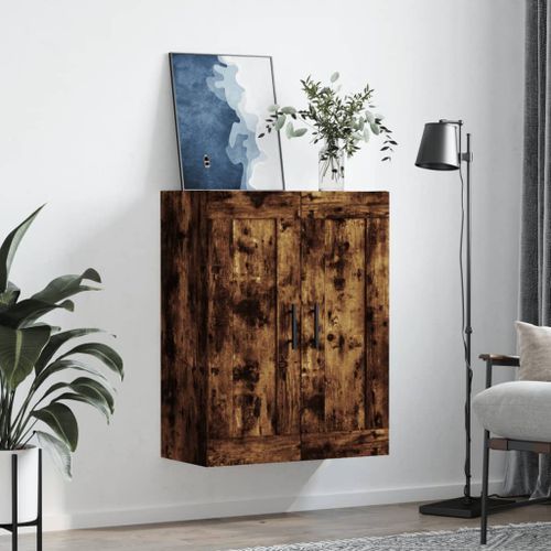 Armoire murale chêne fumé 69,5x34x90 cm bois d'ingénierie - Photo n°3; ?>