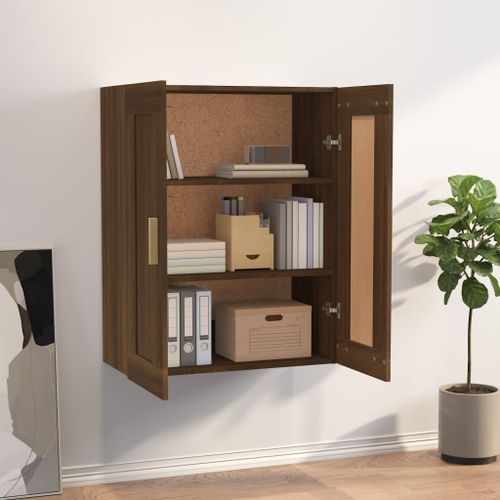 Armoire murale chêne marron 69,5x32,5x90 cm bois ingénierie - Photo n°3; ?>