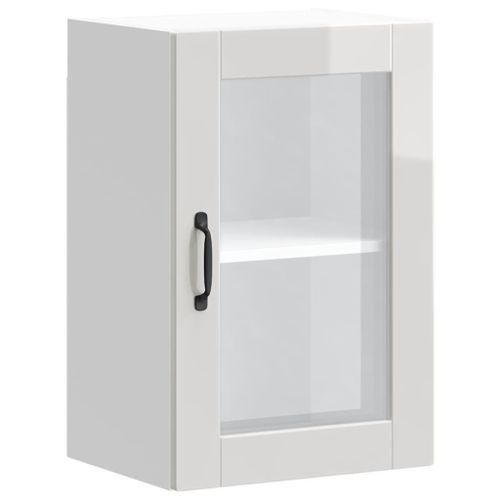 Armoire murale cuisine avec porte en verre Porto blanc brillant - Photo n°2; ?>