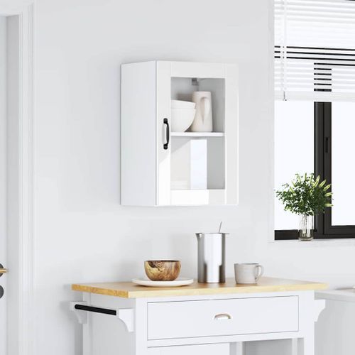 Armoire murale cuisine avec porte en verre Porto blanc brillant - Photo n°3; ?>