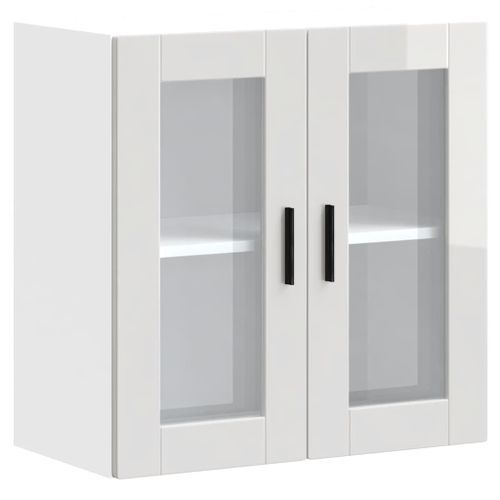 Armoire murale cuisine avec porte en verre Porto blanc brillant - Photo n°2; ?>