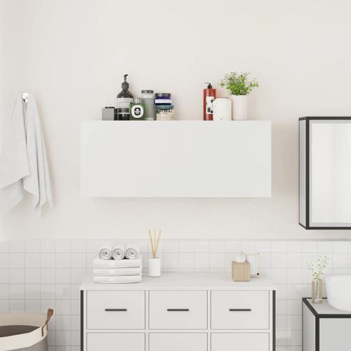 Armoire murale de bain blanc 100x25x40 cm bois d'ingénierie - Photo n°3; ?>