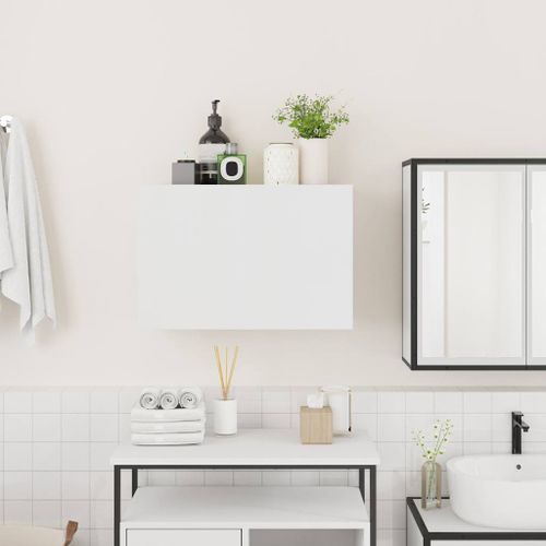 Armoire murale de bain blanc 60x25x40 cm bois d'ingénierie - Photo n°3; ?>