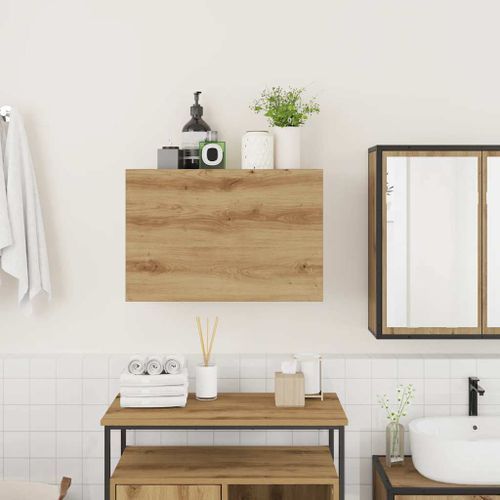 Armoire murale de bain chêne artisanal bois d'ingénierie - Photo n°3; ?>