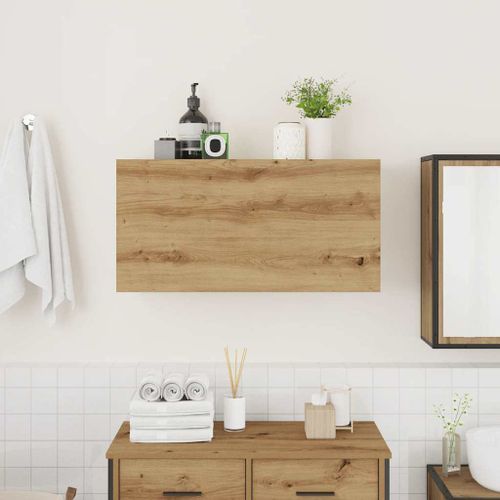 Armoire murale de bain chêne artisanal bois d'ingénierie - Photo n°3; ?>